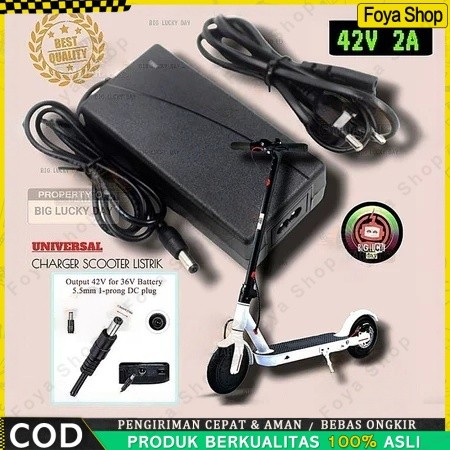 Charger 36v lithium output 42v 2A scooter listrik exotic inokim light fiido dyu himo cas batre 18650