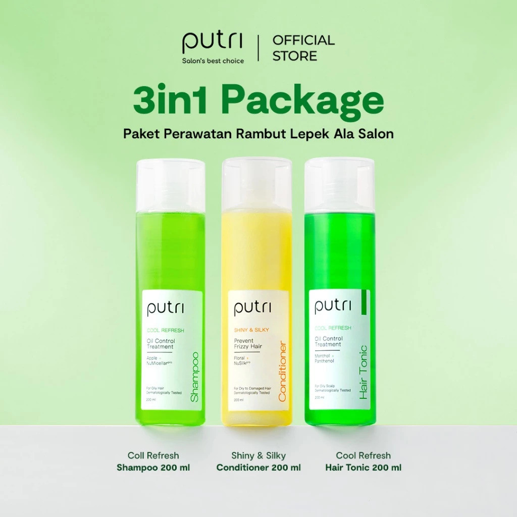 [PAKET 3IN1 200ml] Putri Shampoo, Hair Tonic, Creambath & Conditioner 200ml | Hair Care Murah | Set 