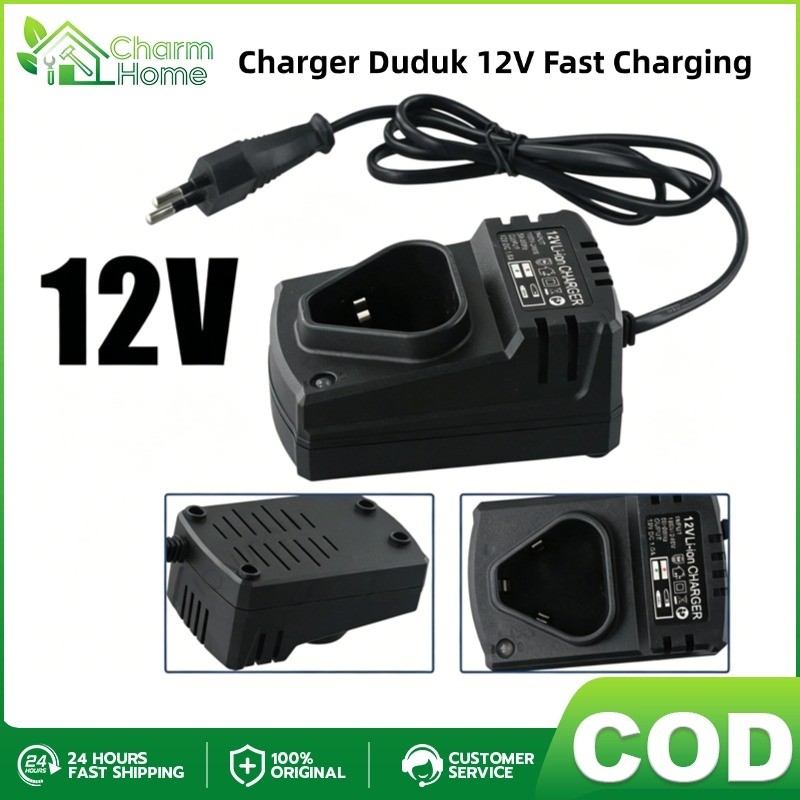 COD Charger Cepat 12V untuk Baterai Bor /Casan Duduk 12 Volt Li-Ion dengan Proteksi Overcharge /Coco