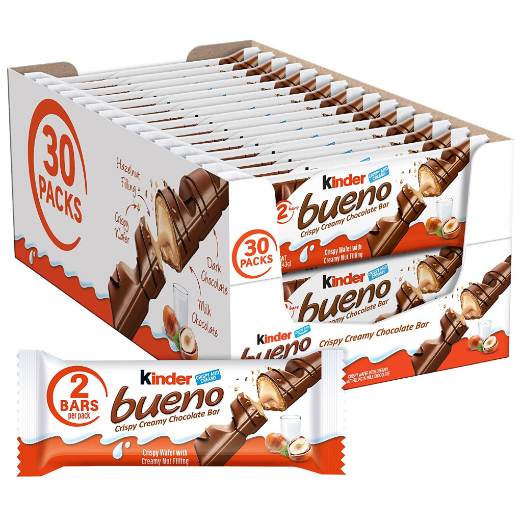 1Box (30 Pcs) Kinder Bueno 43 Gram Renyah Maret 2026