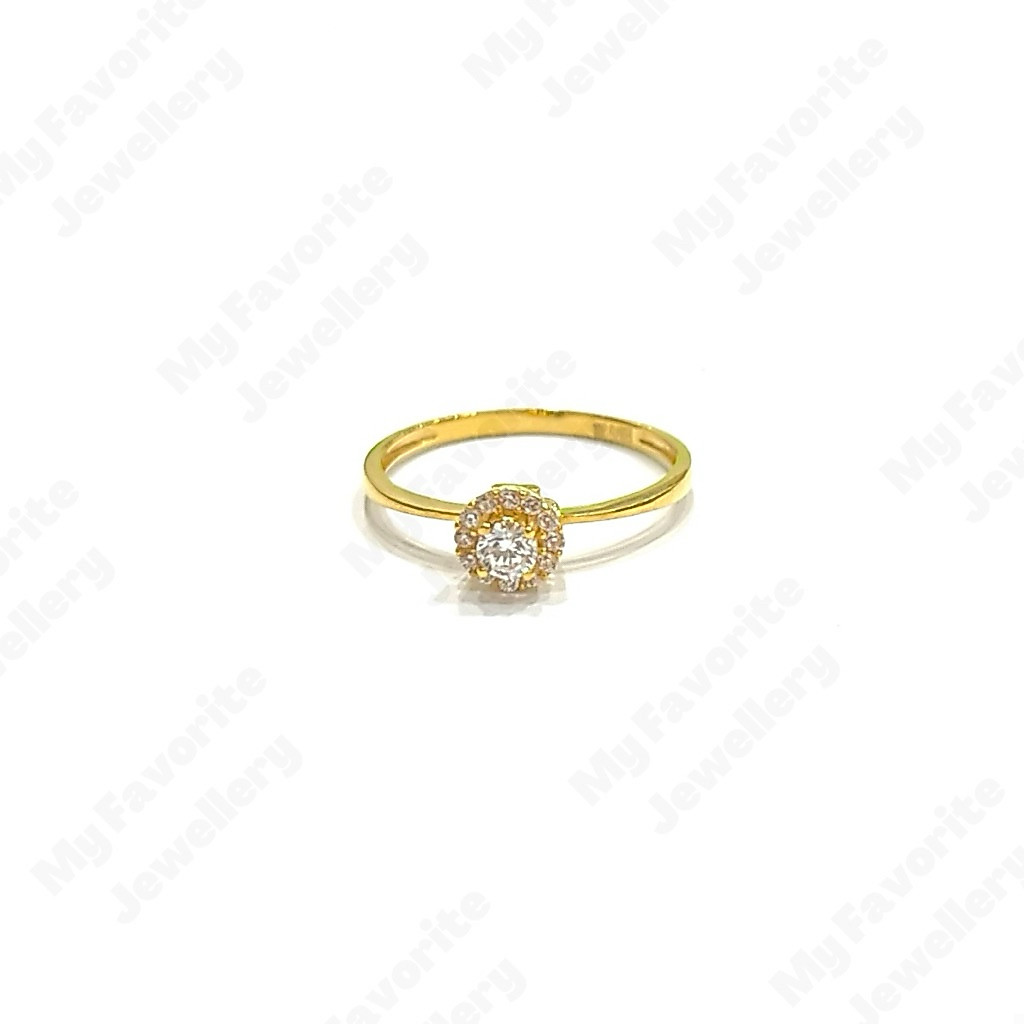 Cincin Solitaire Slim Uk12 Emas Asli Kadar 875 20K