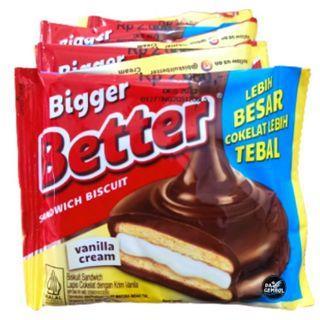 BETTER BISCUIT 27gr CHOCOLATE VANILA CREAM SANDWICH COKELAT BIGGER - BETTER