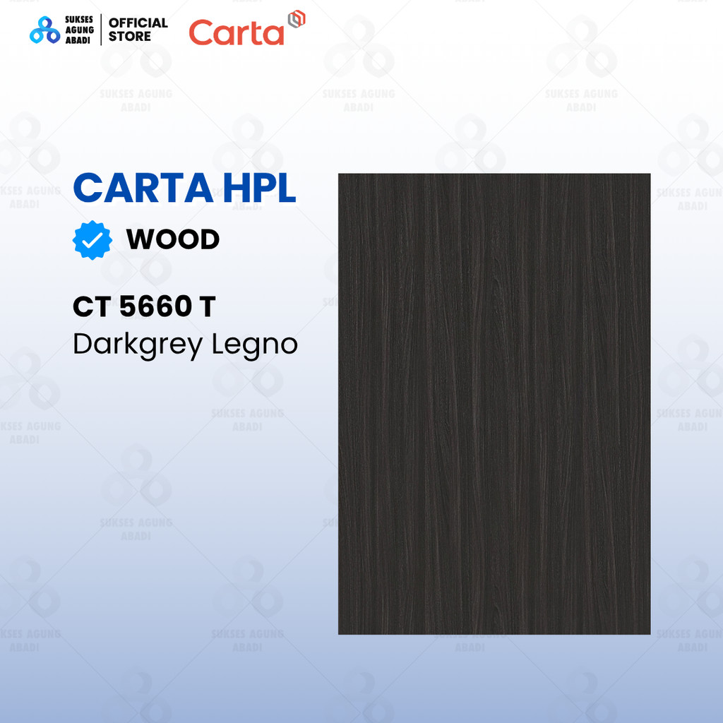HPL CARTA CT 5660 T - Darkgrey Legno - Pelapis Furnitur Motif Kayu Abu Gelap Premium