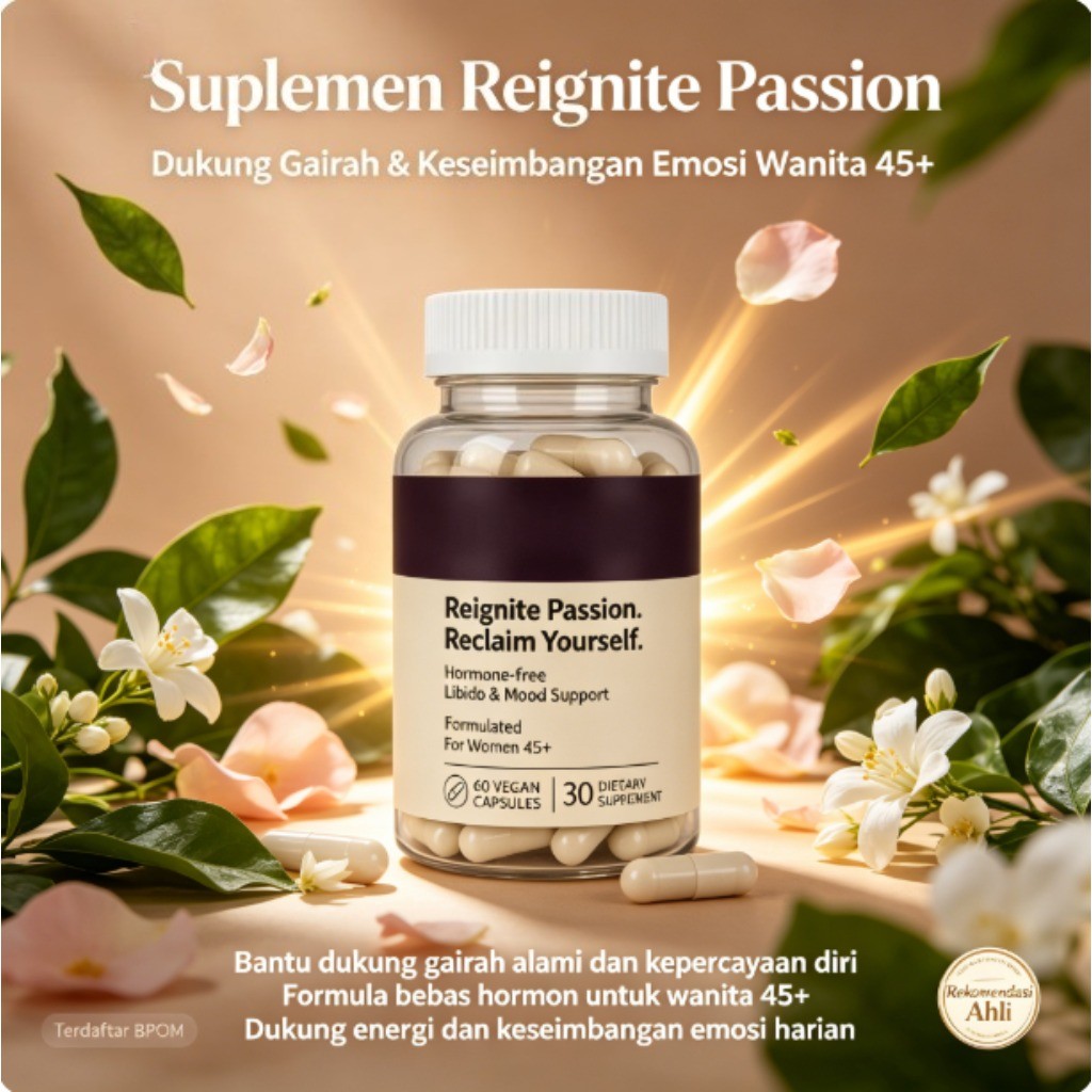 Suplemen Reignite Passion Libido & Mood Support 60 Kapsul Vegan Dukung Gairah & Emosi Wanita 45+ LY6