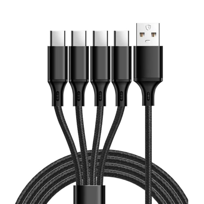 USB Type C Fast Charging 4 in 1 MultiUSB C Splitter Cable NylonBraided Charging Cord with 4 Type C C