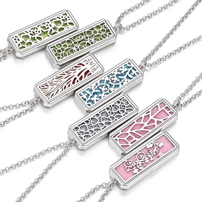Kalung Aromaterapi diffuser kotak - necklace diffuser essential oil