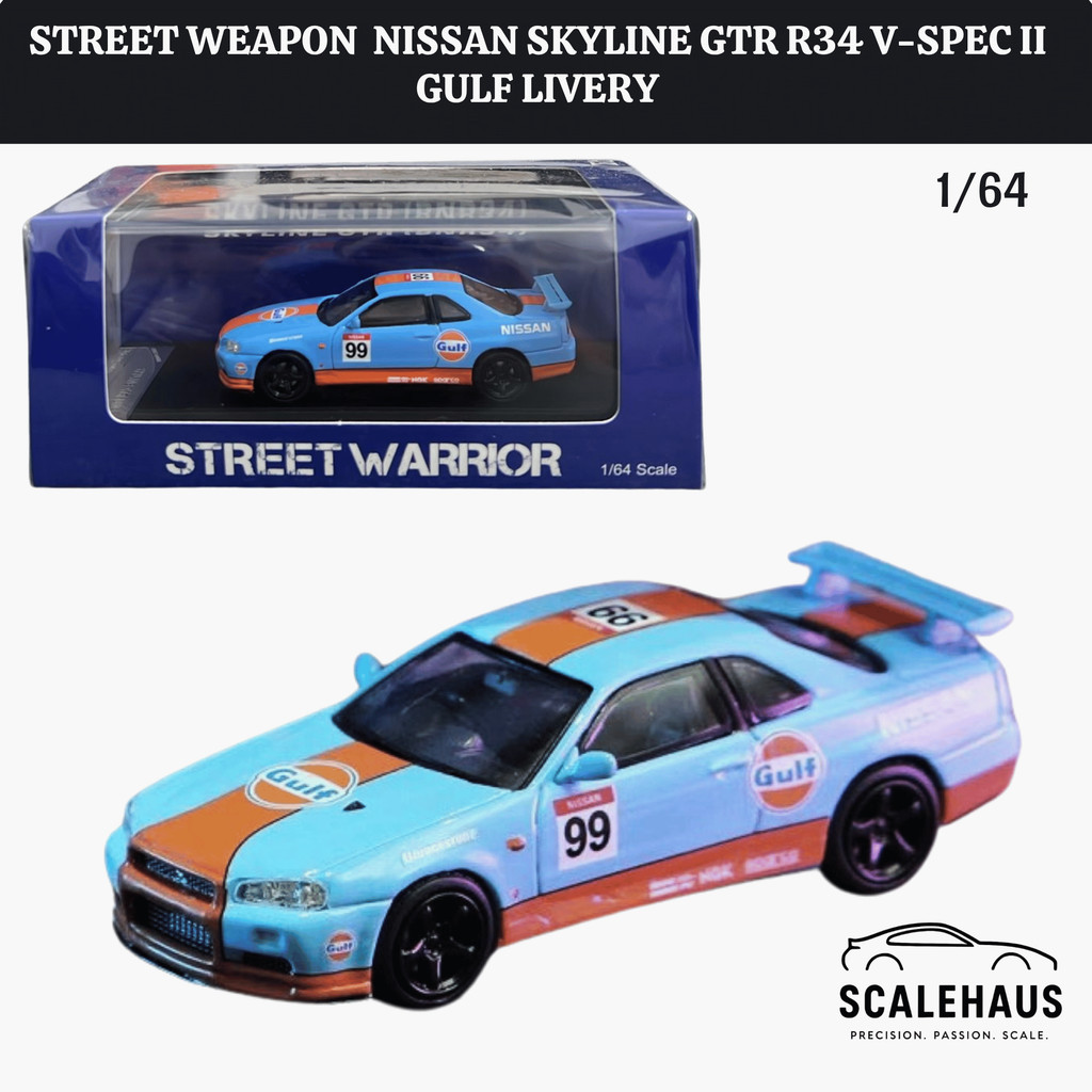 Street Weapon  1/64 Nissan Skyline GTR R34 V-Spec II Gulf Livery
