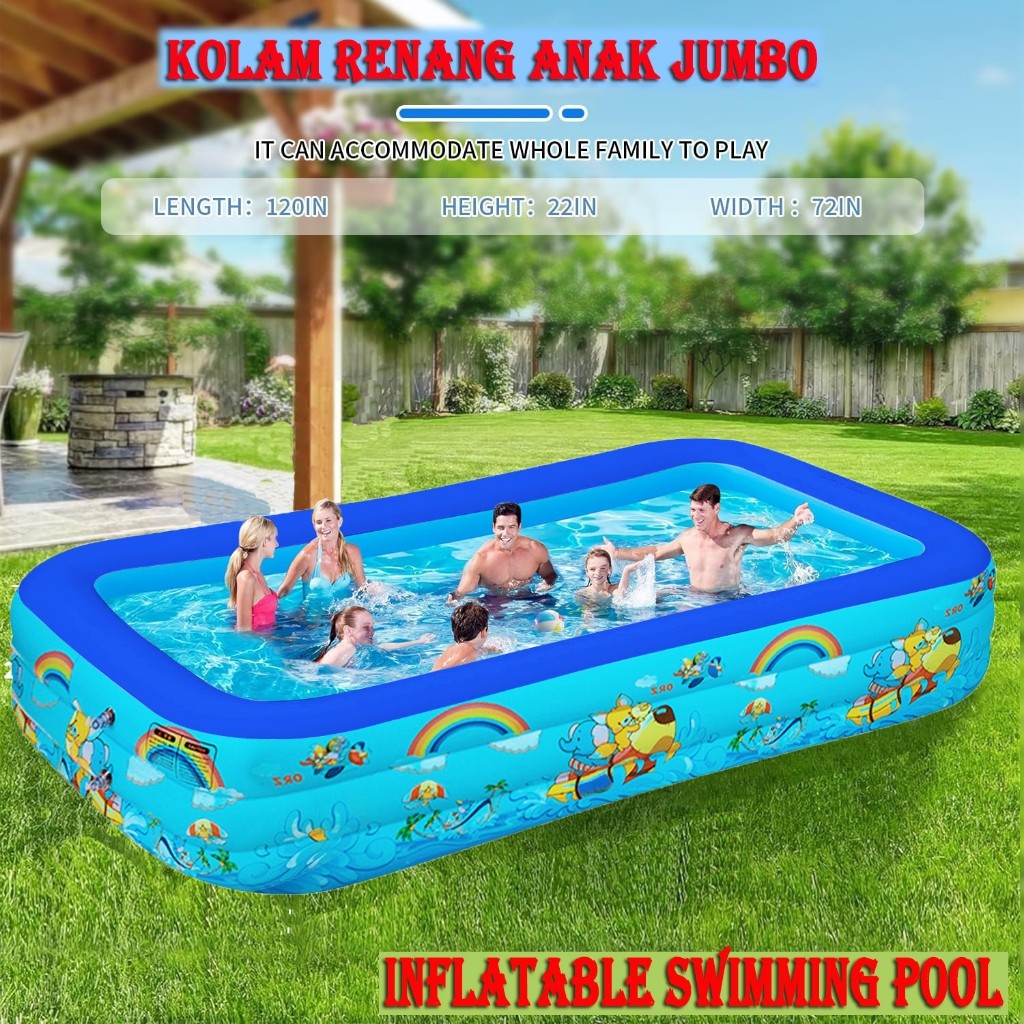 

Olifedo Kolam Renang Anak Jumbo 3 Meter PVC 3ring Portable Kolam Mandi Bola Anak Inflatable Swimming Pool