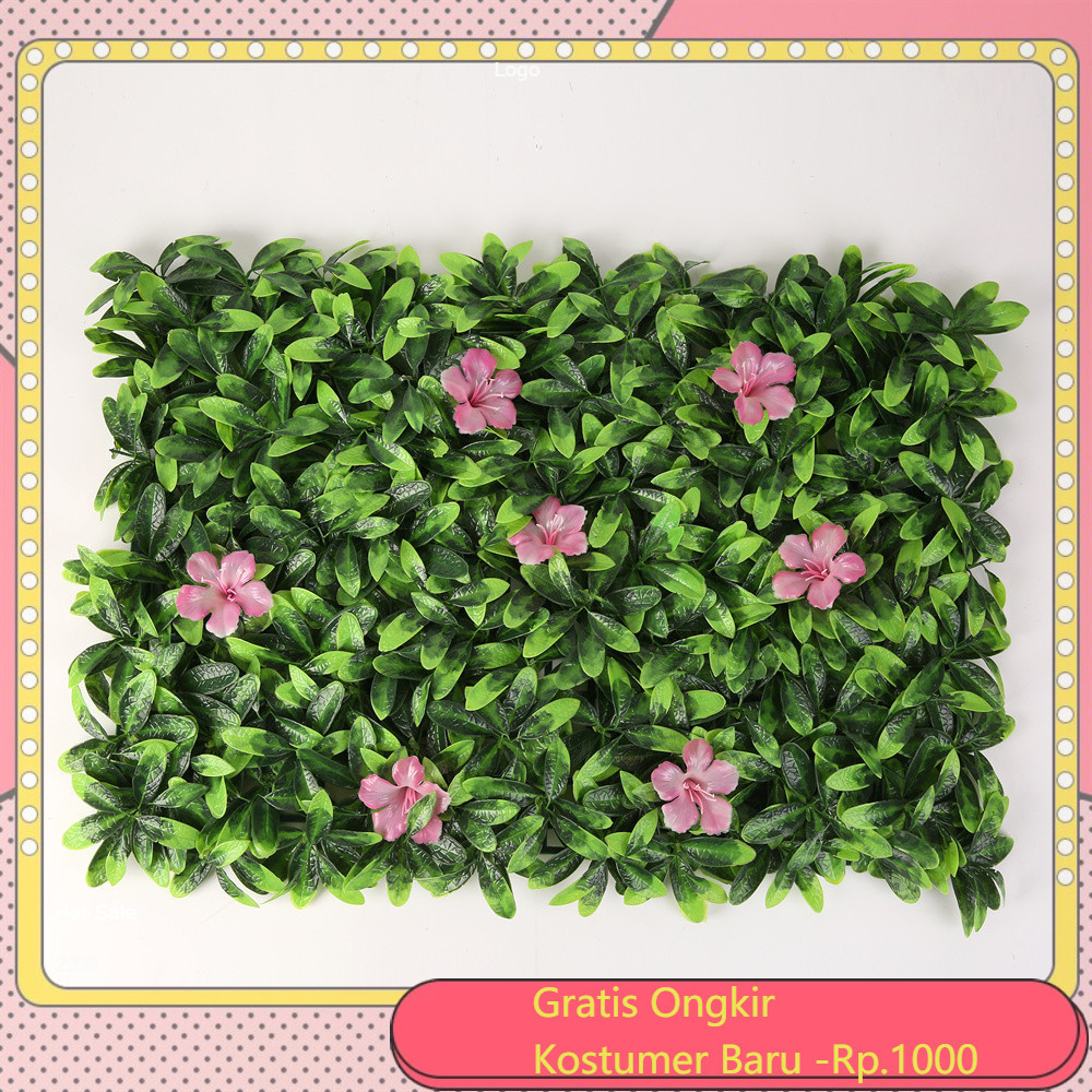 Artificial Flower Rumput Dinding Bunga Hias Pagar Sintetis Rumput Dekorasi Hijau Plastik