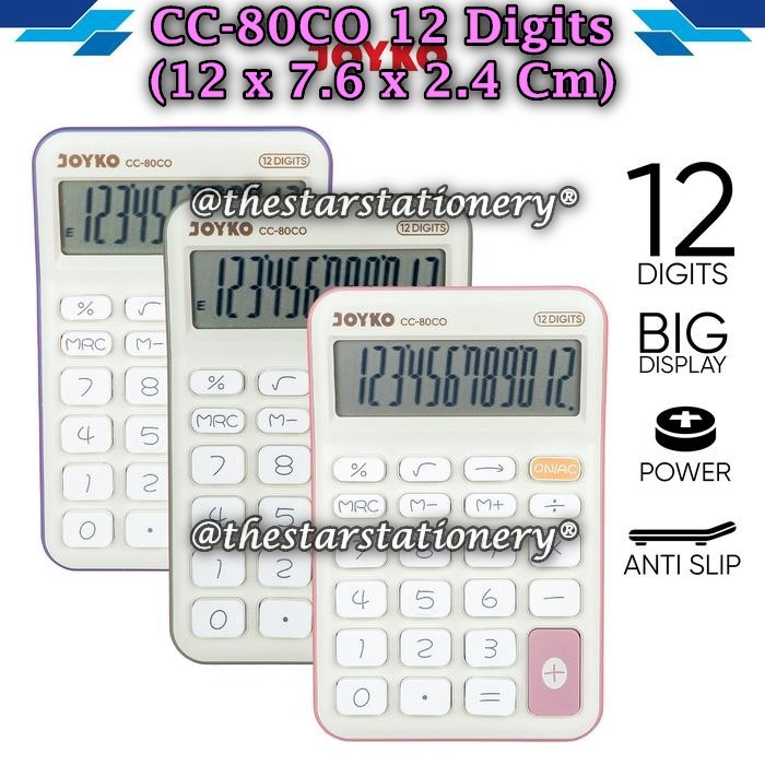 

(1 Biji) Kalkulator JOYKO CC-80CO 12 Digits JOYKO Calculator Kalkulator CC-80CO 12 Digits (1 Biji)