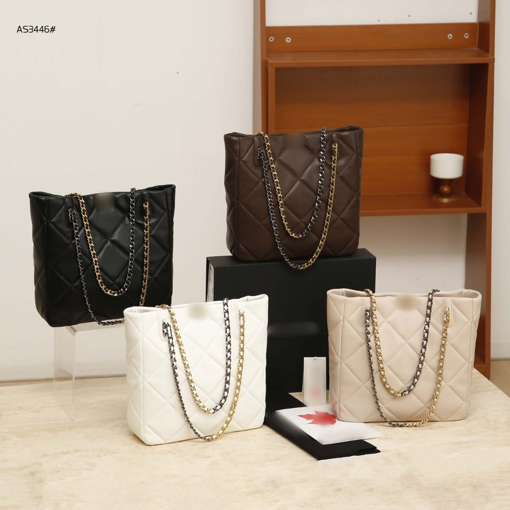 Tas Wanita #AS3446 Shopping Tote Bag Lambskin Kualitas Bagus Branded Import