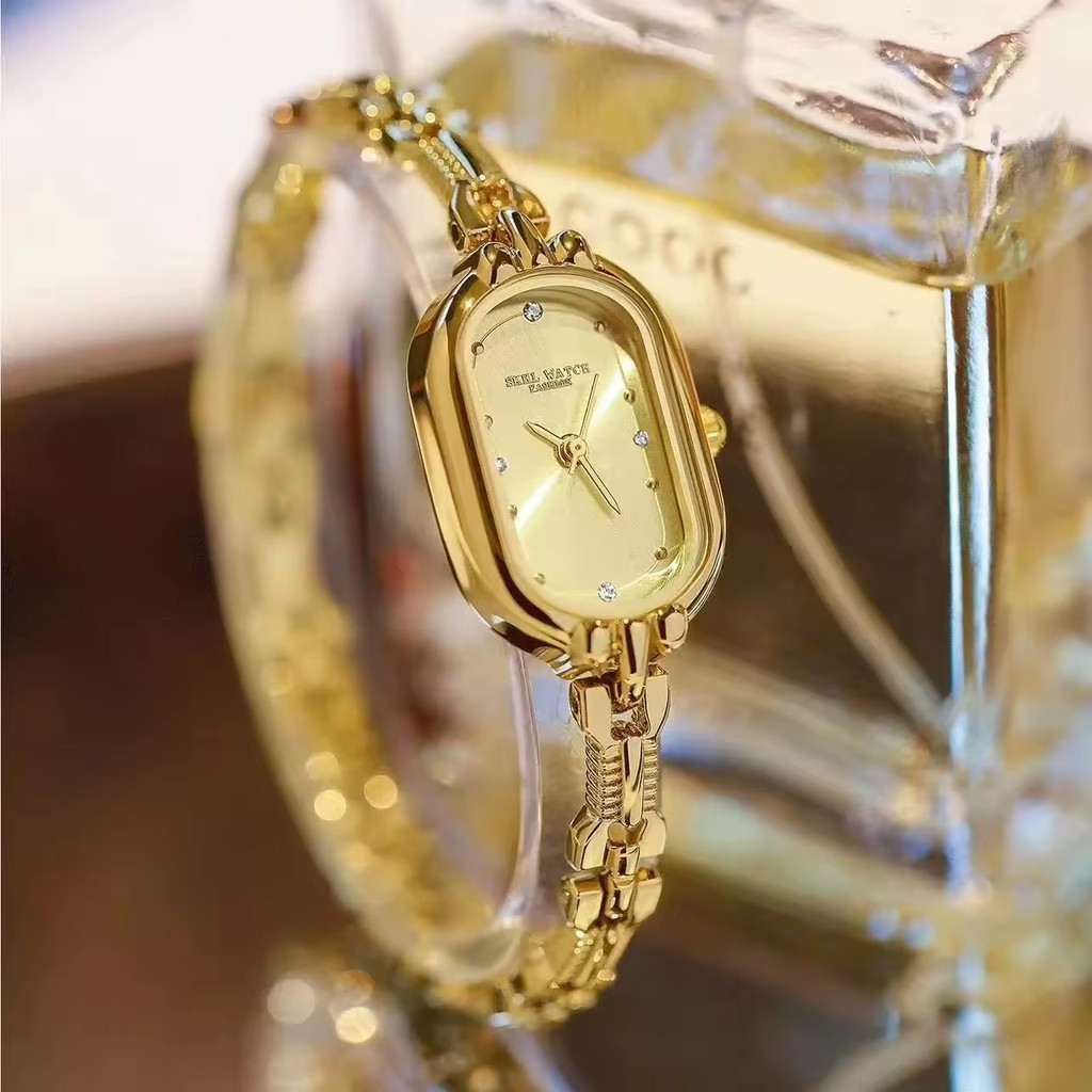 Jam Tangan Wanita Dengan Dial Oval Tali Jam Tangan Berbentuk Gelang Jam Tangan Mewah Retro Berwarna 