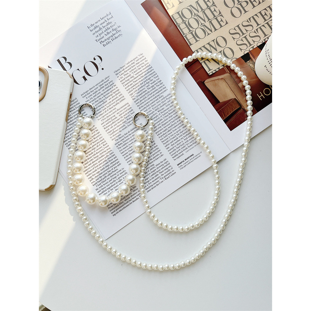 New Pearl Bead Y Phone Chain Pearl Y Jewelry Phone Case Accessories Pearl agonal Strap Bag Chain