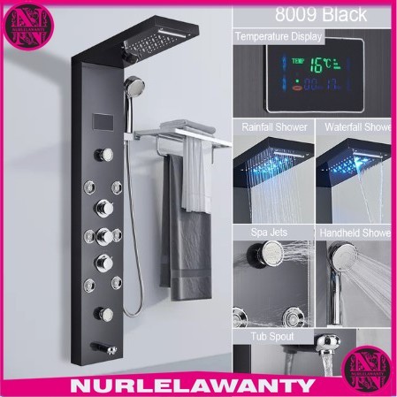 

- MYQualife Shower Mandi Panel LED Massage Jets Wall Mounted - 8009 -