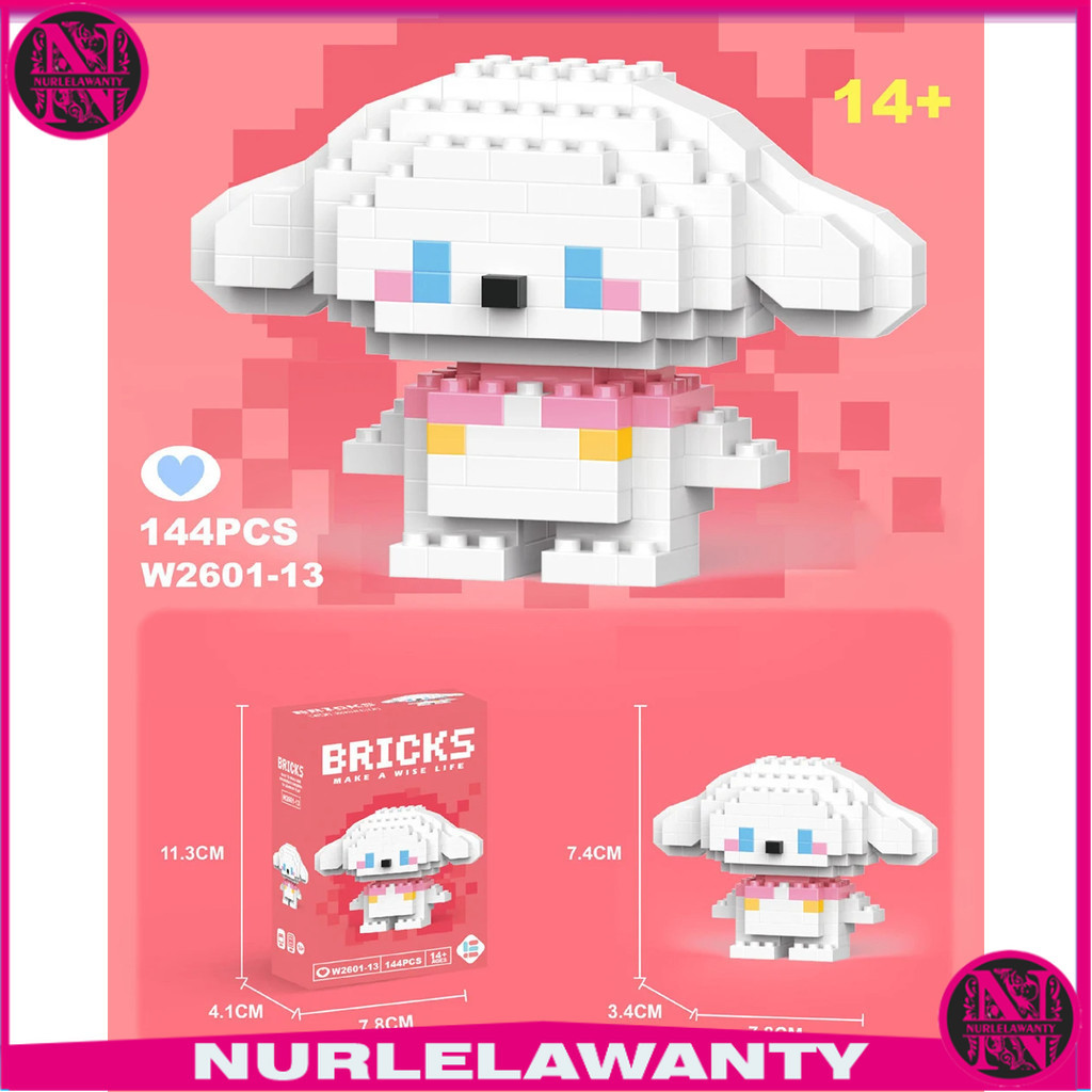 - BRICKS Mainan Balok Susun Karakter Cinnamoroll LEGO Figure 144 PCS - W2601-13 -