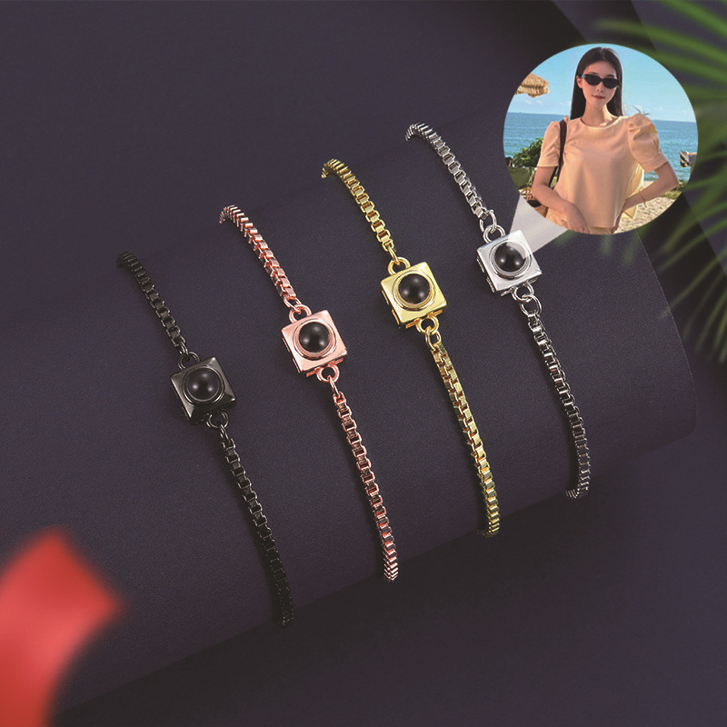 ORINTHIA Gelang Wanita Perak S925 Custom Proyeksi Foto Hadiah Ulang Tahun Anniversary Kotak Hadiah C