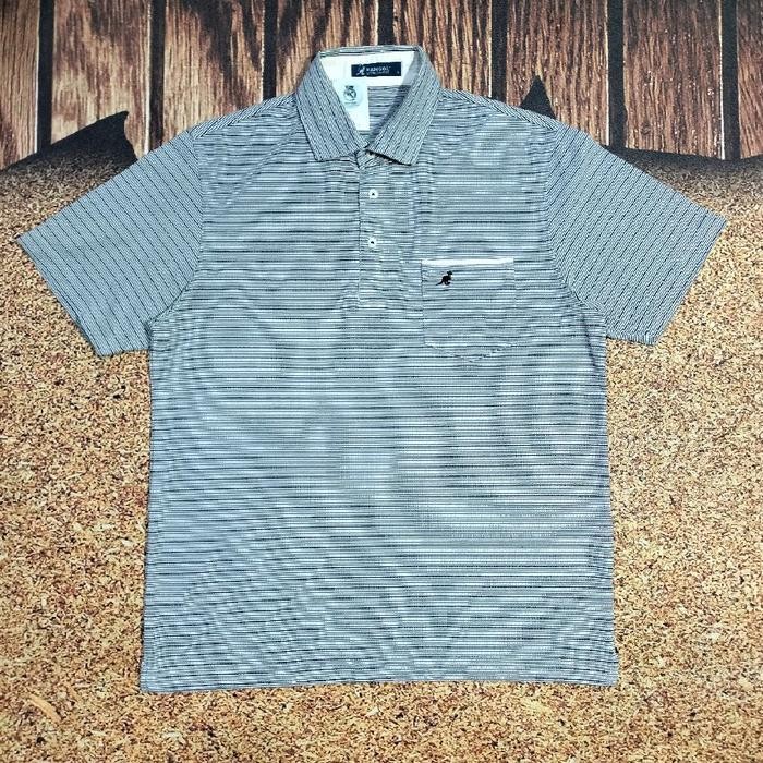 kaos polo pria salur KANGOL kaos pendek pria stripe casual size L