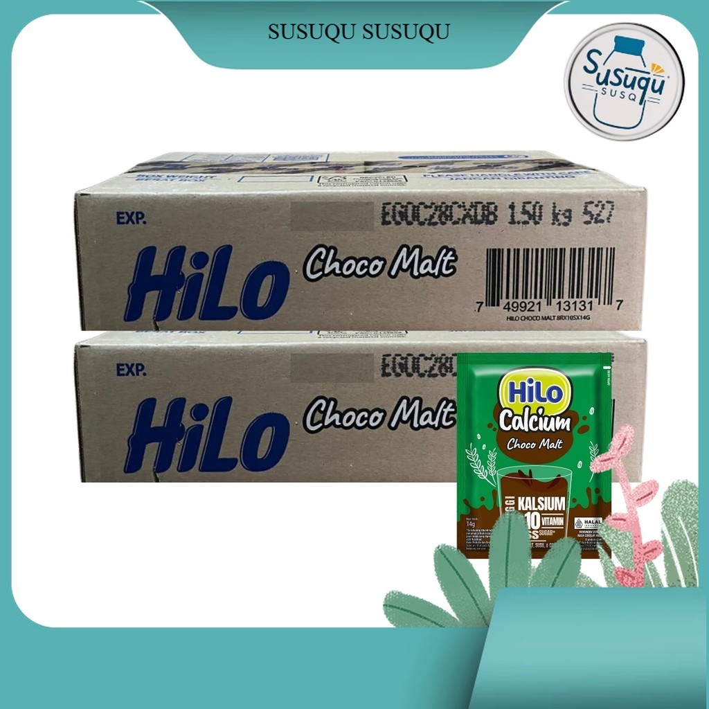 

HiLo Choco Malt Karton Hi Calcium Dus Isi 8 Renceng 10 Sachet Cokelat Susu Berenergi Tinggi Kalsium Hailo Peninggi Badan Susuqu