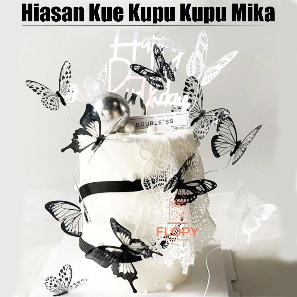 

( 10 pcs ) Hiasan Kue Kupu-kupu Mika - Cake Topper Butterfly Transparan - Topper Kue Ulang Tahun