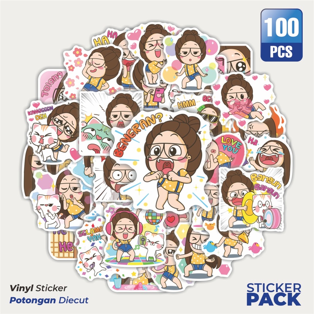 

Super Hemat! 100 PCS Stiker TuaGom Pop-Up Waterproof Aesthetic- Untuk Laptop, Motor, dan Helm - Paper Stationery Pack