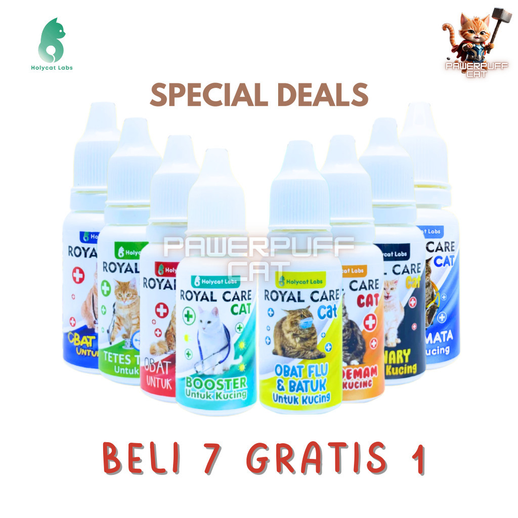 PPC Beli 7 Gratis 1 Royal Care Obat 10ml Kucing Cacingan Tetes Mata Telinga Diare Demam D2 Virus 10M