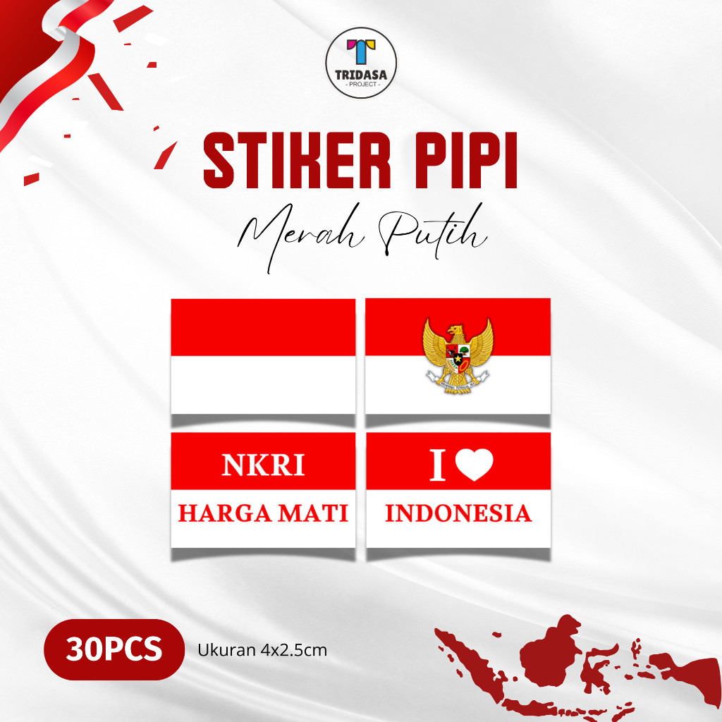 

(ISI 60PCS) Stiker Pipi Bendera Merah Putih | Stiker untuk Agustusan