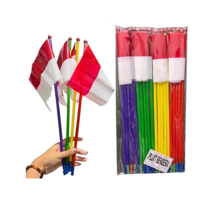 bendera merah putih GAGANG  20pc / bendera plastik / bendera Indonesia  / MAINAN