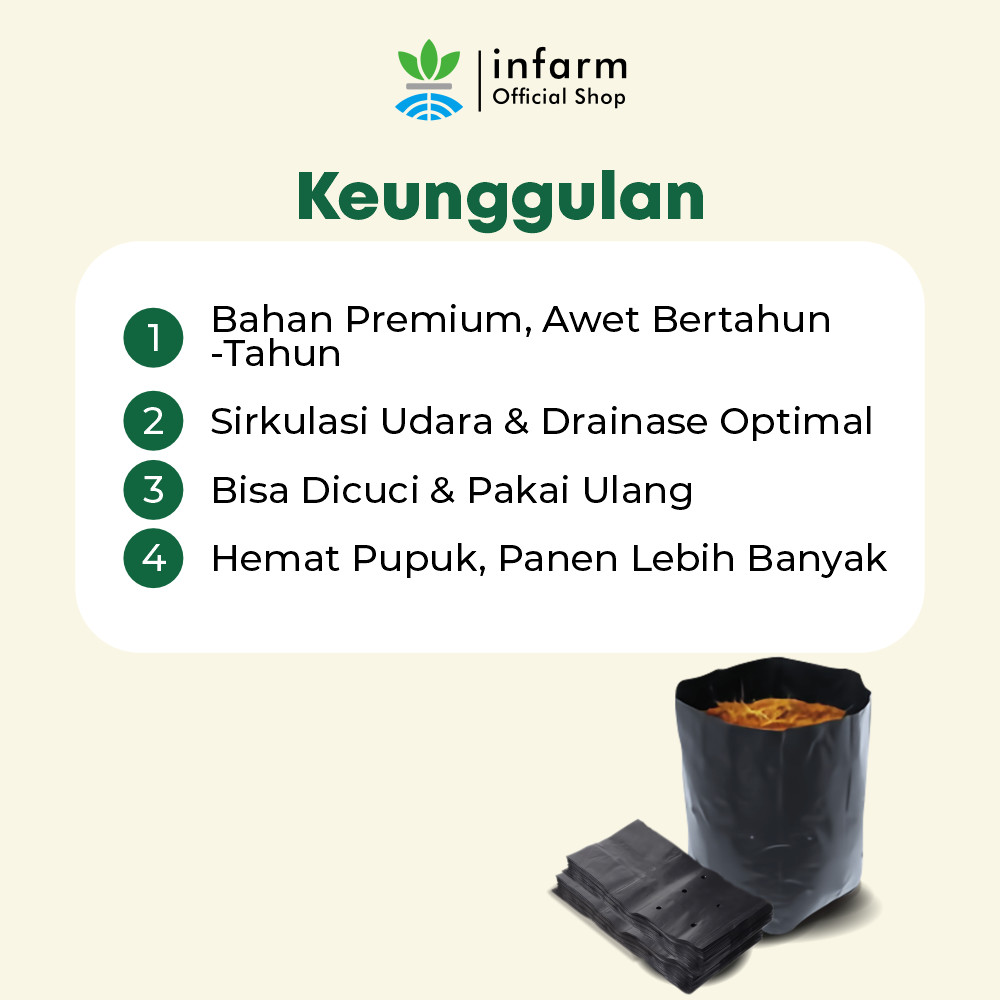 Infarm - Polybag Ukuran 40X40 Polibag 10Pcs Polybag Kuat Tebal Tidak Mudah Sobek Polybag Kuat Tebal