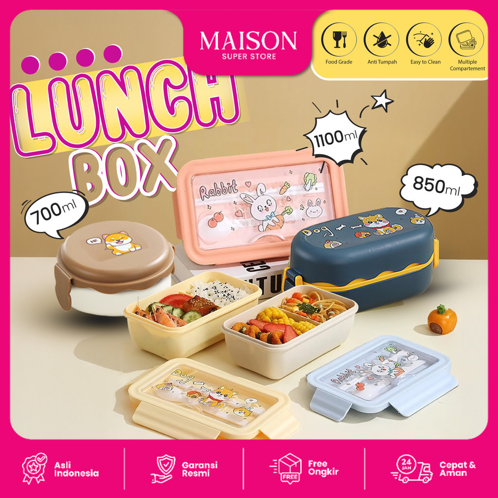 Goto Hachi Lunch Box Bento Tempat Bekal Makan Anak Lucu Anti Tumpah