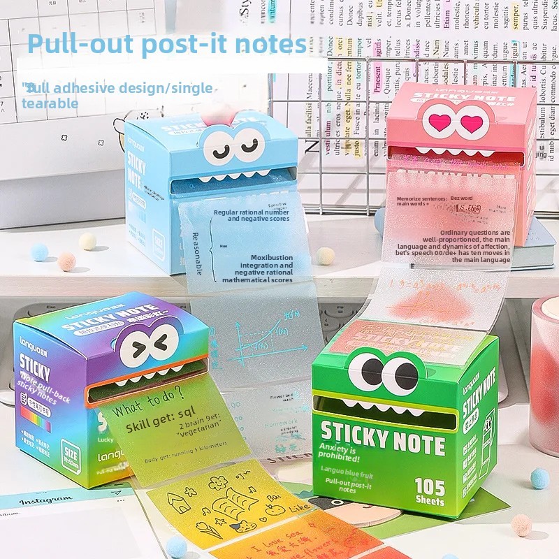 

Blue Fruit Bead Glitter Gradient Sticky Notes Transparent High Aesthetic Tearable Memo Stickers Notebook Sticker for Students