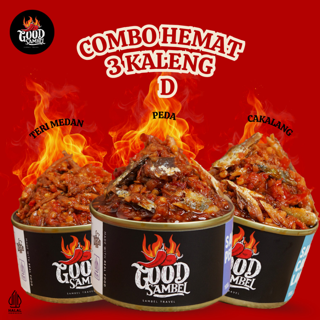 

Combo Hemat 3 Kaleng Paket D Good Sambel 100g Cakalang, Peda, dan Teri Medan Pedas Halal