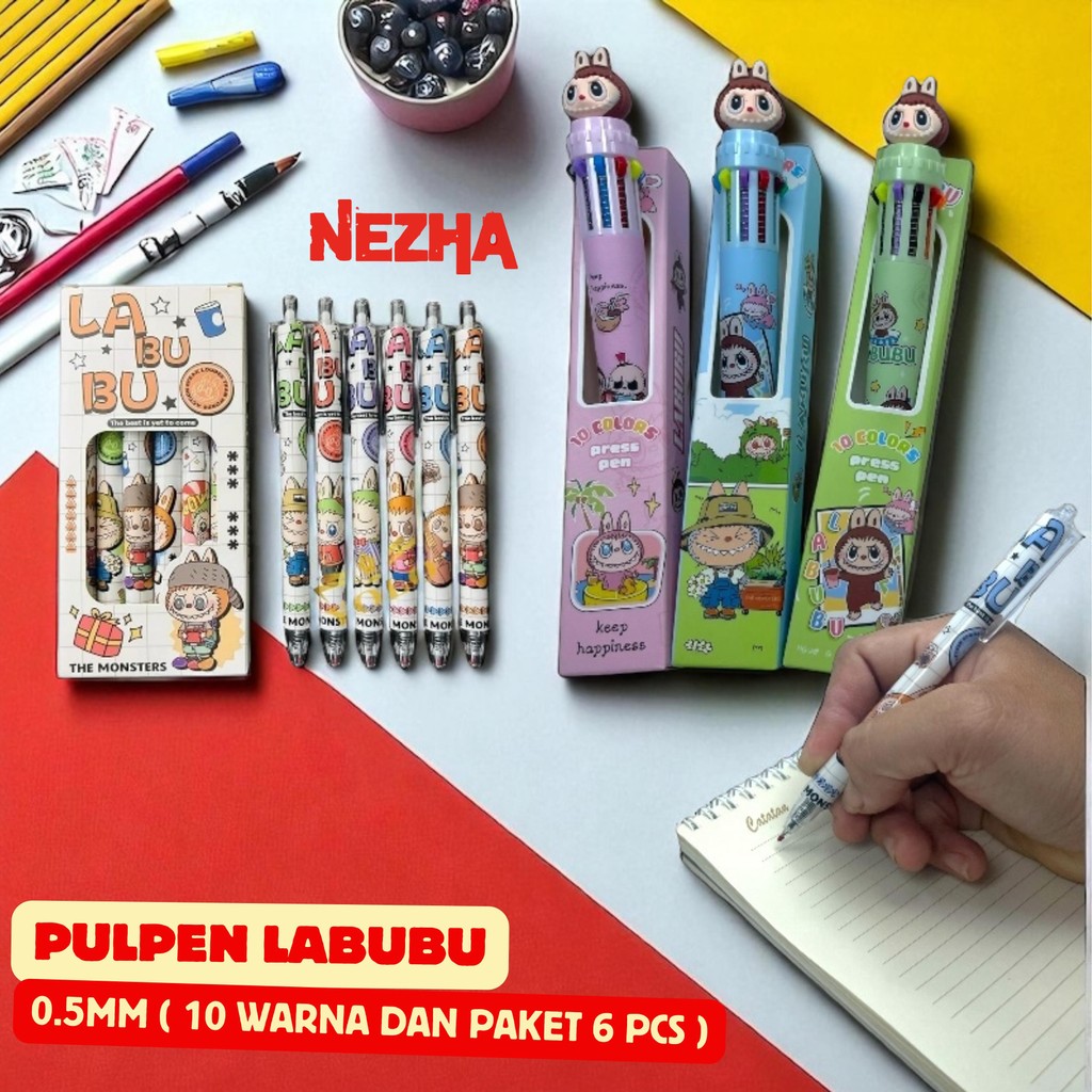

Pulpen 10 Warna Gel Aesthetic Mekanik Karakter Kartun Lucu 0.5mm Bolpoin Tinta Gel Set Isi 6PCS