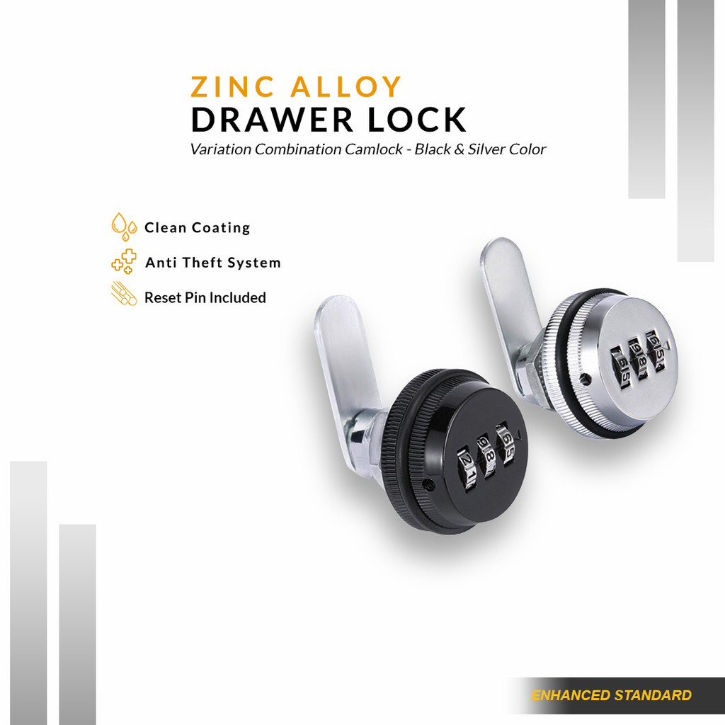 Kunci Laci Loker Kombinasi Angka Stainless Steel