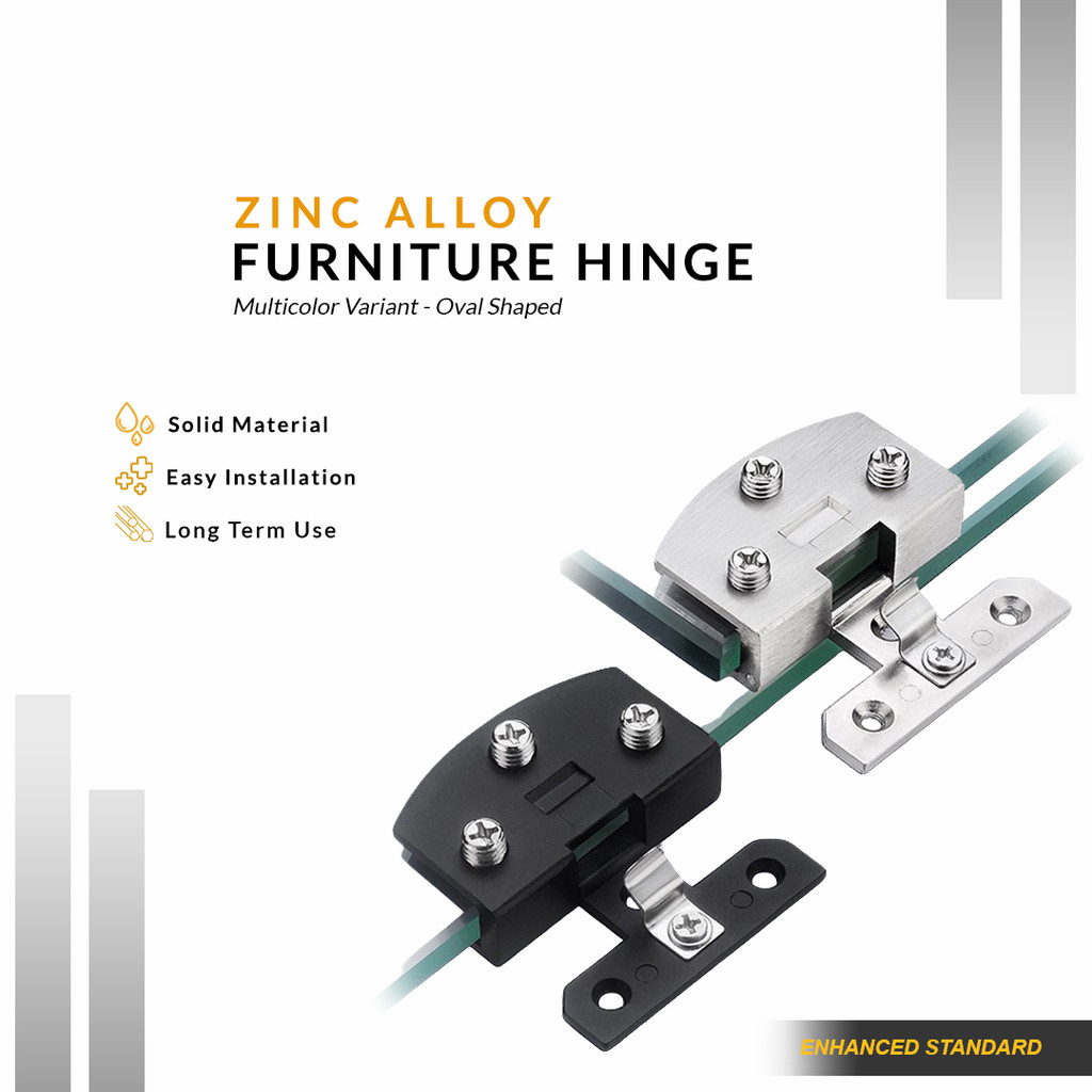 Engsel Jepit Kaca Pintu Lemari Oval Zinc Alloy