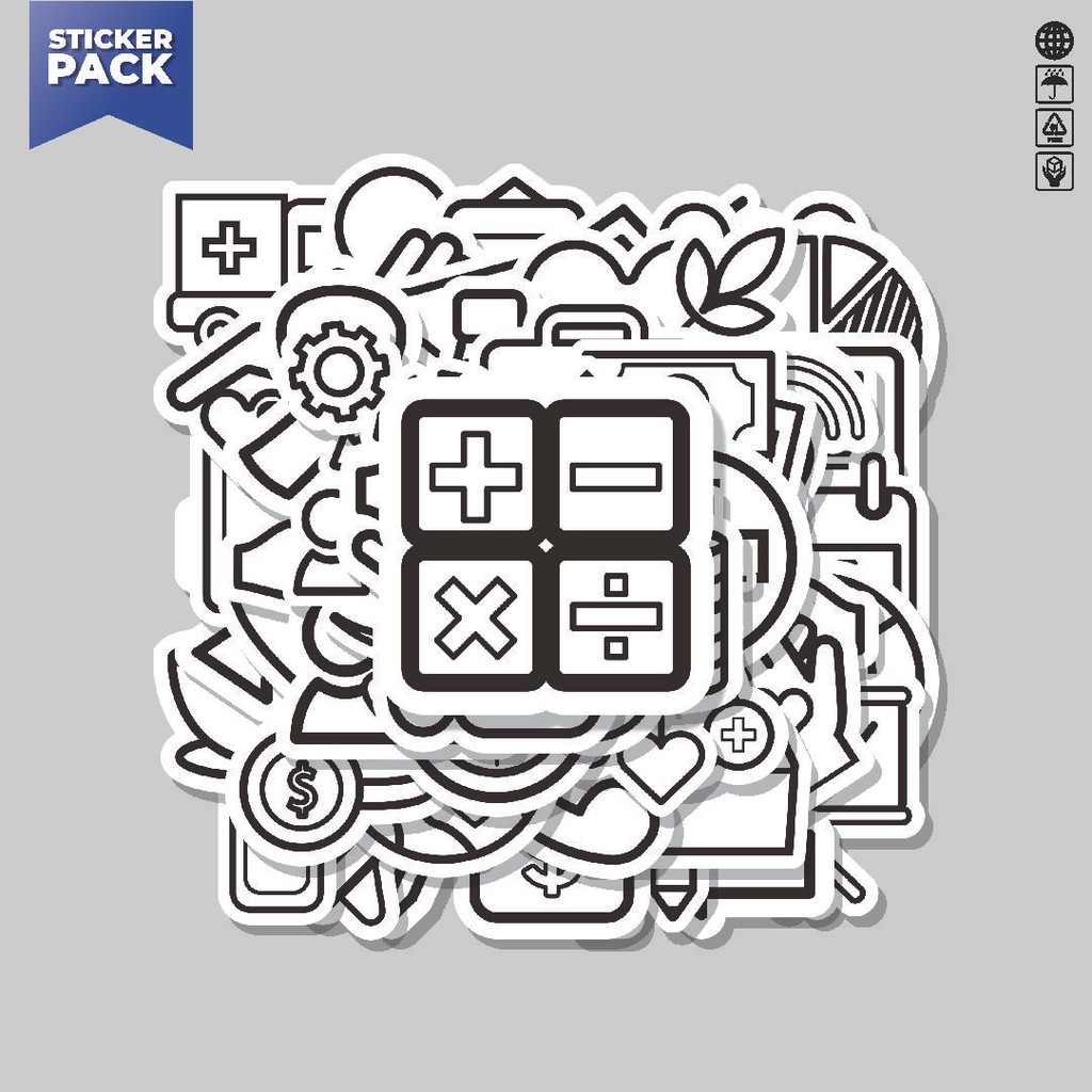 

[100PCS]Stiker Pack Stiker Icon UI [User Interface] Aesthetic Vinyl Anti Air Dekorasi Sticker Laptop Buku Journal Koper Helm Casing HP Gitar Helm Skateboard