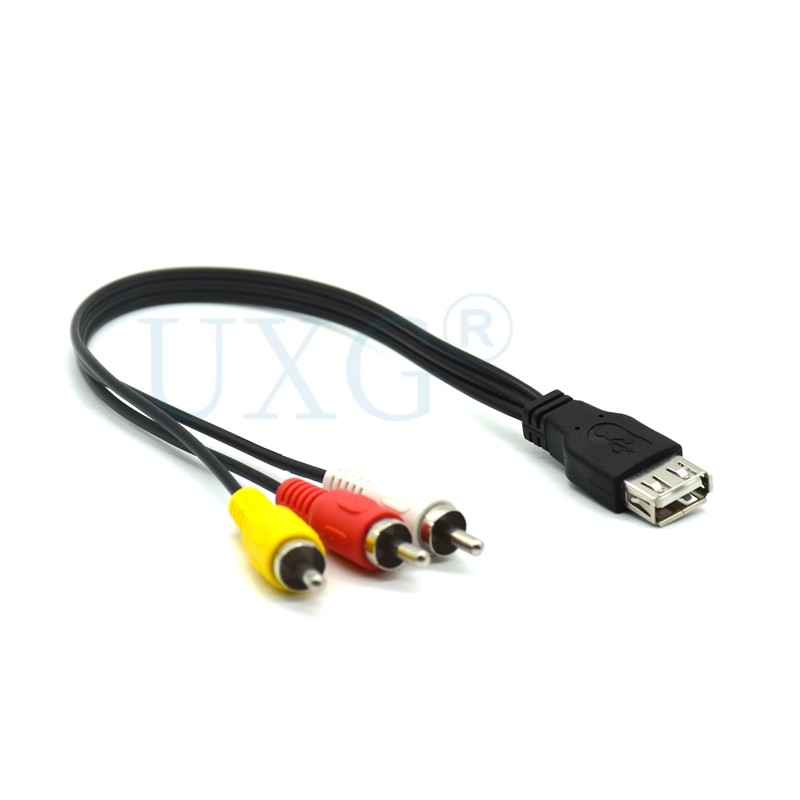 1pc USB Male Plug To 3 RCA Female Adapter Audio Converter Video AV A/V Cable USB To RCA Cable For HD