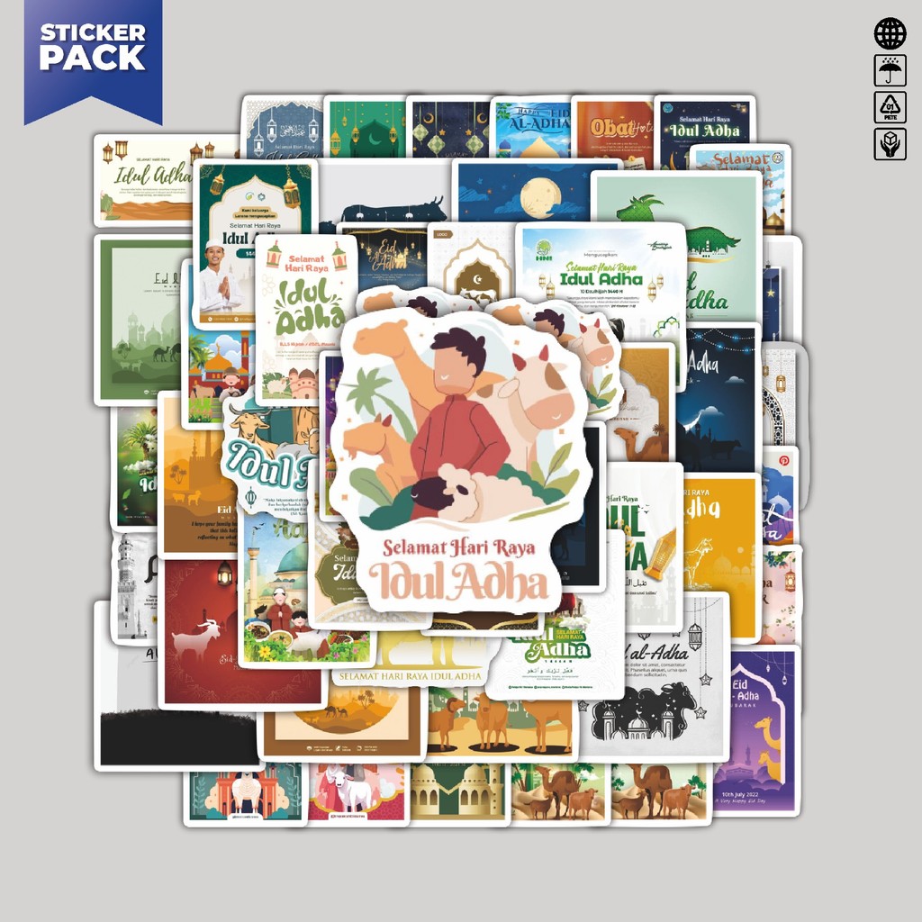 

[100PCS]Stiker Pack Stiker Tema Idul Adha V2 Aesthetic Vinyl Anti Air Dekorasi Sticker Laptop Buku Journal Koper Helm Casing HP Gitar Helm Skateboard