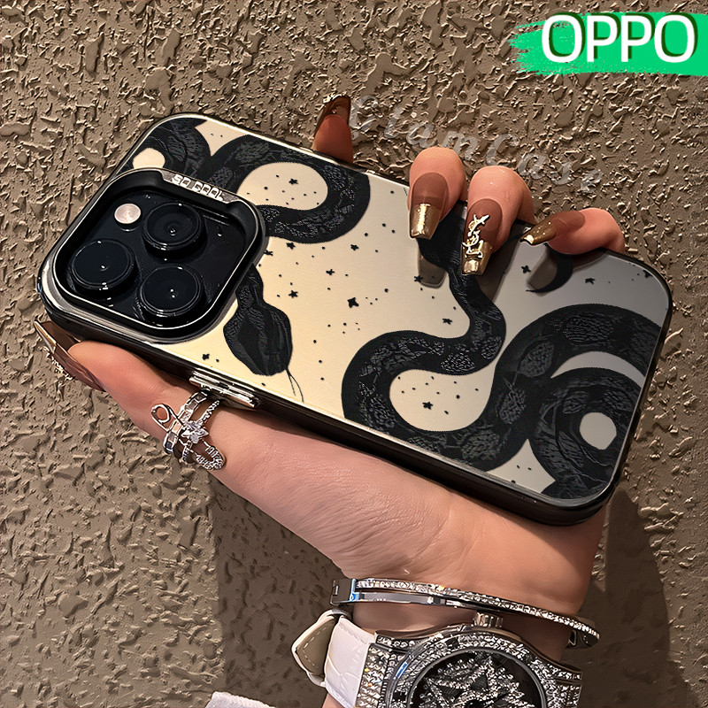 Estetik Snake Glossy Hologram PC Case OPPO A18 A57 A16 A15 A17 A60 A3x A3s A5s A54 A53 A12 A31 A58 A