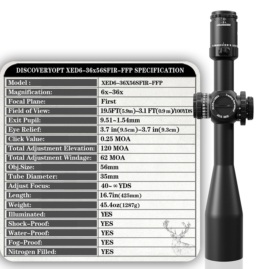 Teleskop Discovery XED 6-36X56 SFIR FFP-Z ZERO STOP Telescope Discoveryopt XED 6-36x56 FFP Zero Stop