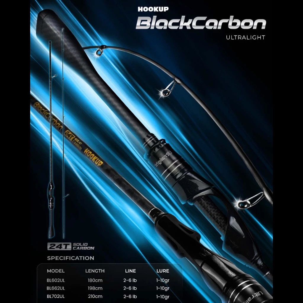HOOKUP BLACK CARBON ULTRALIGHT ROD JORAN PANCING MICRO-JIGGING CASTING ULTRALIGHT PANJANG 180 198 21