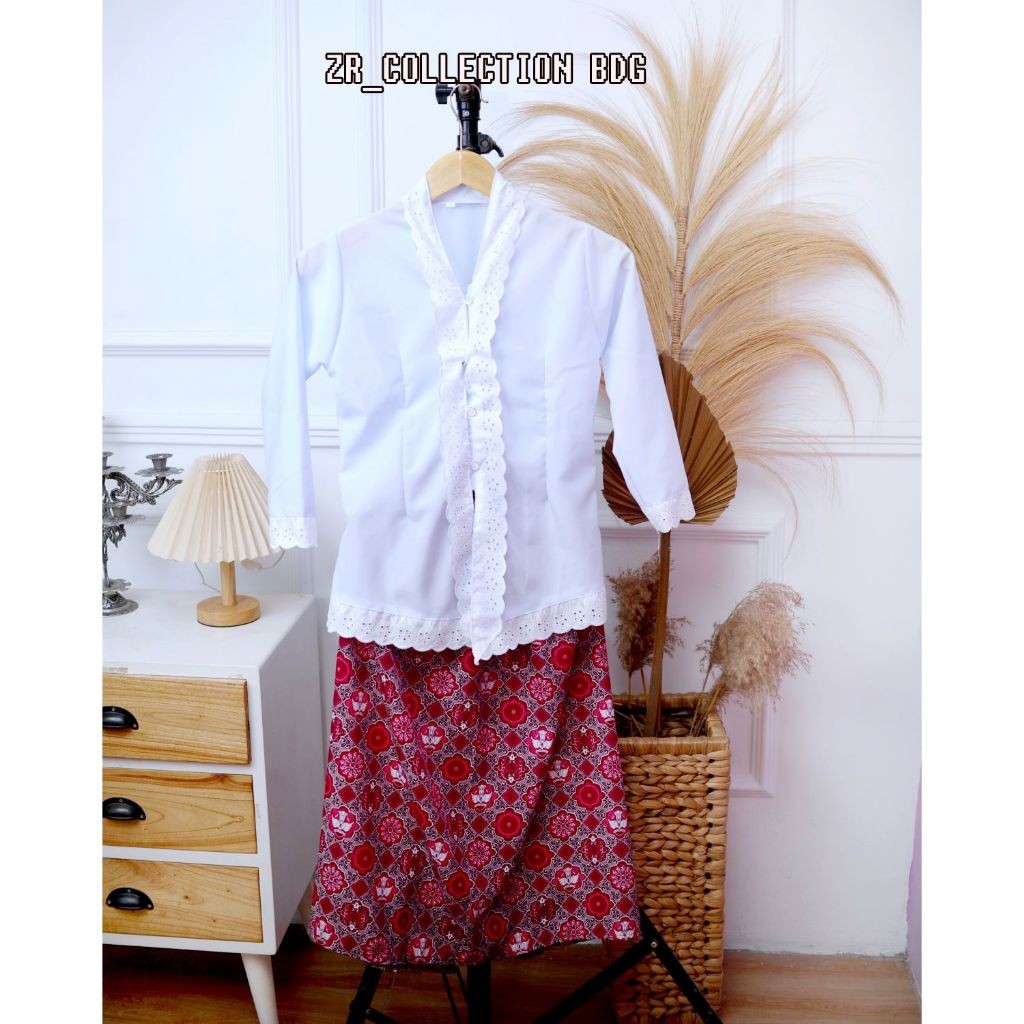 CAMBO.SHOP Setelan Kebaya Anak Perempuan Pakaian Adat Sunda Merah Putih Seragam Kebaya SD PAUD Kebay