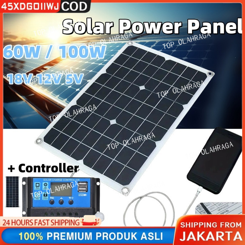 XM Ready stockPanel Surya 60W/100W Panel Tenaga Surya Polikristalin Kit Tenaga Surya Fleksibel 12V