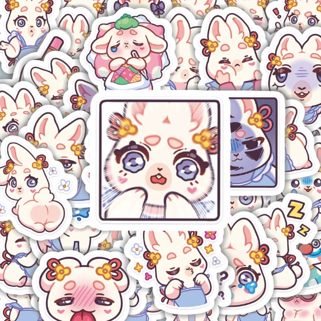 

100PCS Lucu Stiker Funny Character Asya The Rabbit Bunny Stiker Aesthetic Stiker Anti Air Stikers Berperekat Waterproof sticker decal buat Motor Helm Buku Journal Koper Casing HP Laptop Botol Minum Hadiah anak