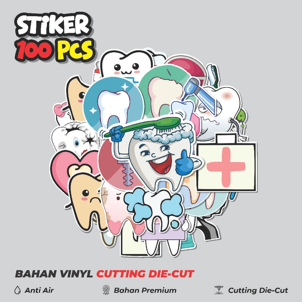 

Terbaru! 50 pcs Stiker Dental Tooth [Gigi] Dekorasi Lucu Kreatif untuk Notebook, Skateboard, HP
