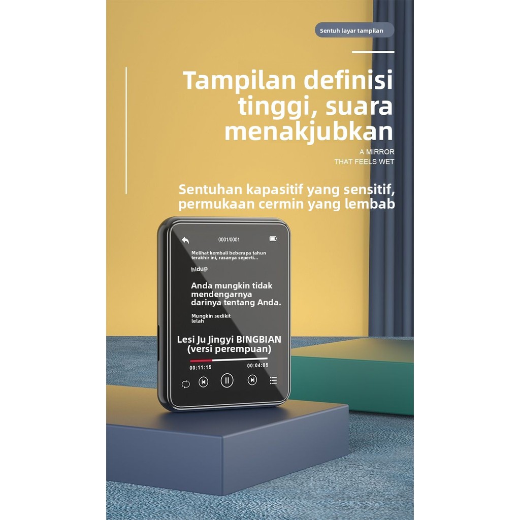 Pemutar Musik Bluetooth Portabel Edisi Pelajar MP3 Layar Sentuh MP4 untuk Membaca Novel Mendengarkan