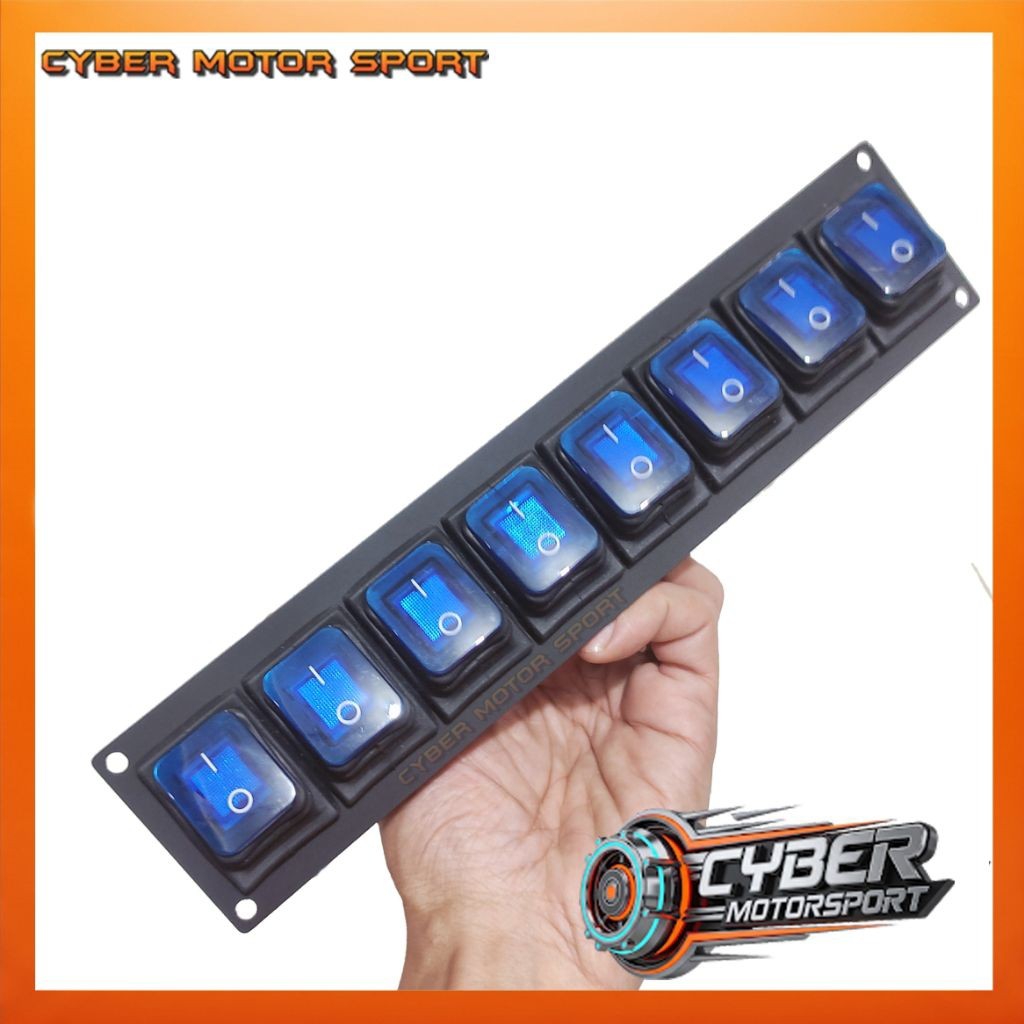 Switch panel mobil 12v 24 volt 8 saklar tombol lampu mobil offroad bus truk sedan 8 gang rocker swit