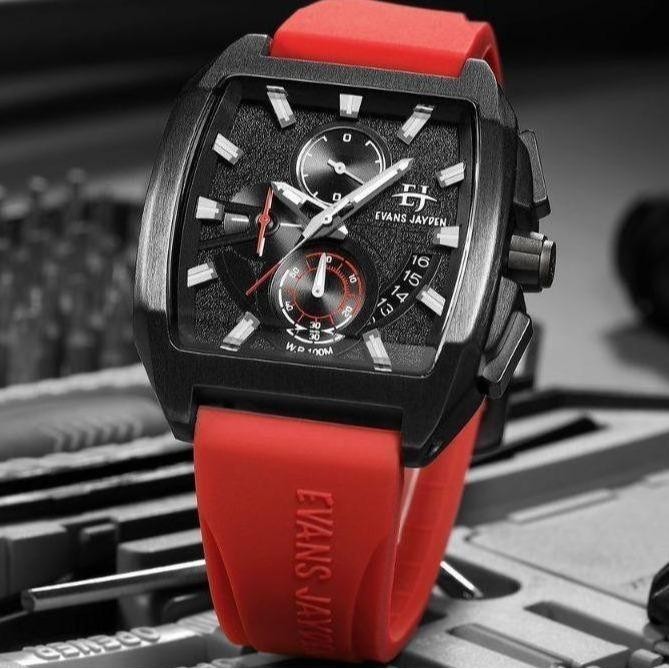 Evans Jayden Jam Tangan Pria 9546 Rubber Silicon Chronograph Kaca Sapphire Water Resistant 10 ATM