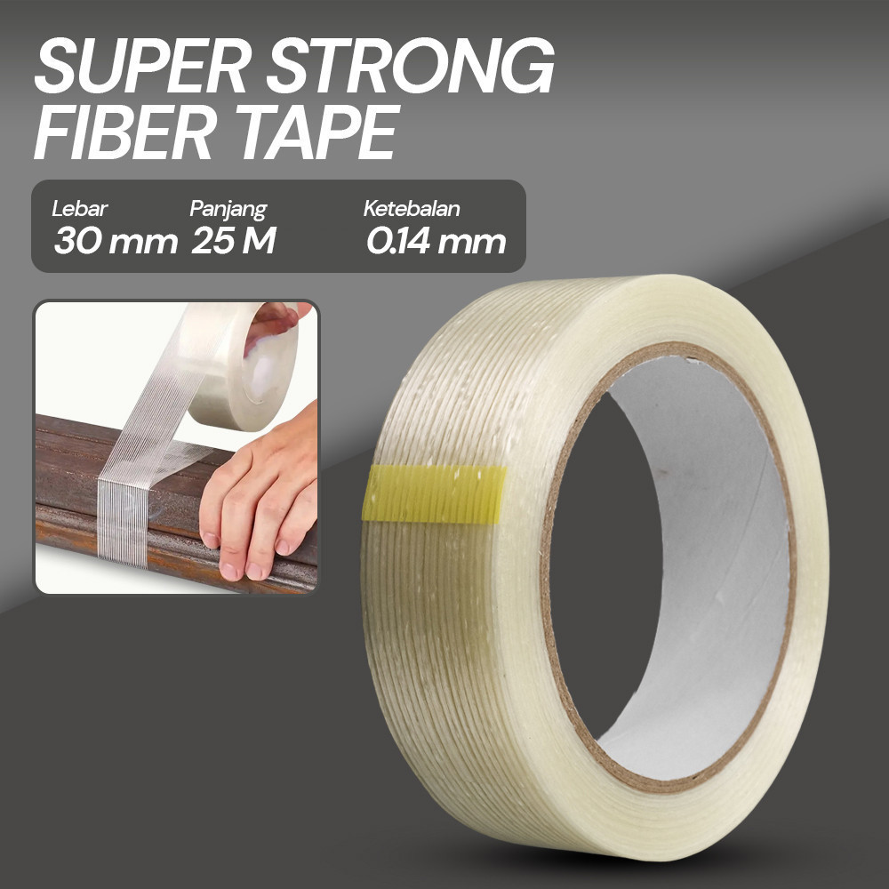 

- TaffPACK Lakban Super Strong Fiber Tape Isolasi Bening 25M - GF25M -