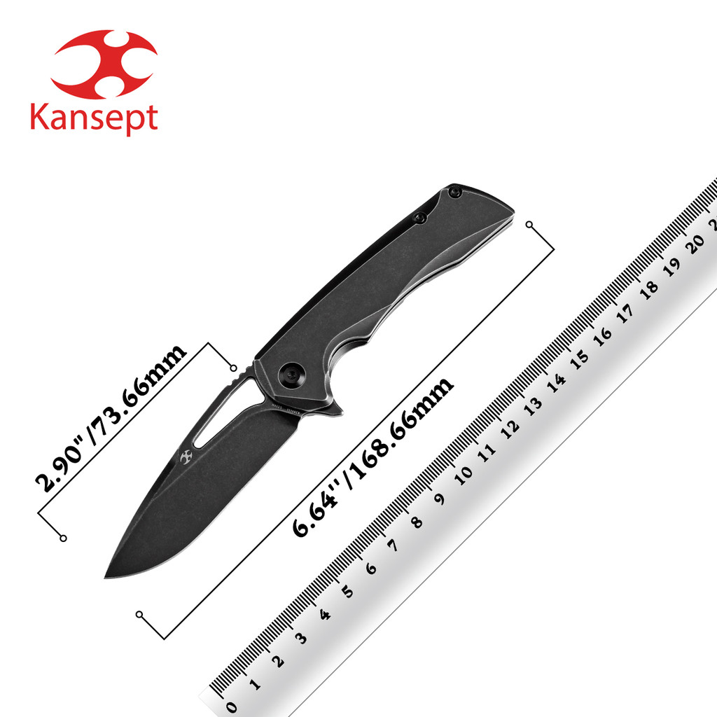 Kansept Folding Knife K2001 Mini Kryo CPM S35VN+Titanium with Flipper&Thumb Hole Pocket Knife Tactic