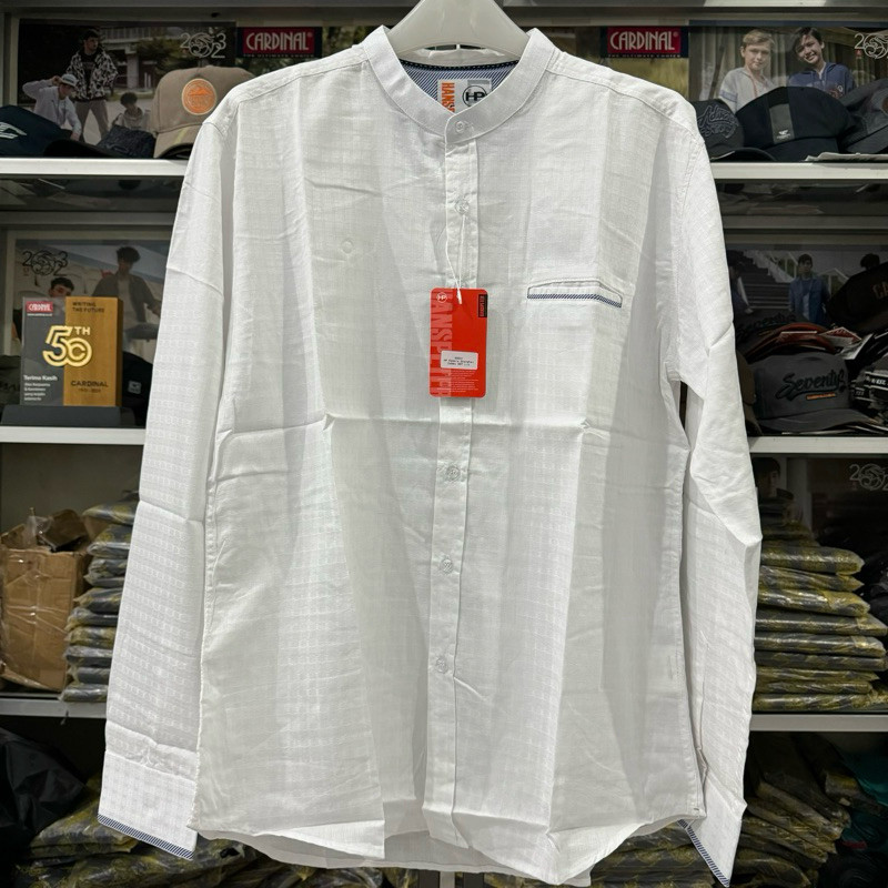 Baju Koko Hanspeter Putih Lengan Panjang Original / Kemeja Koko Hanspeter Kualitas Cardinal